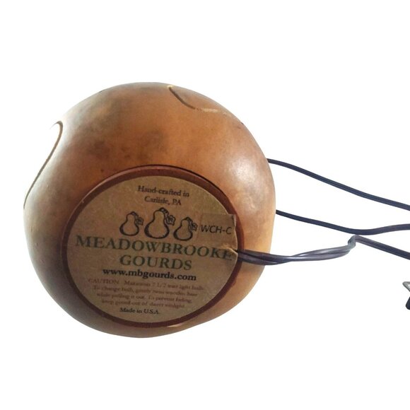 Rustic Handcrafted Gourd Snowman Lamp by Meadow Brook Gourds With Black Felt Top - Picture 7 of 15